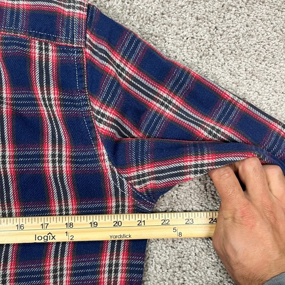 American Eagle Outfitters Mens M Blue Red Plaid Button Up Shirt Heavy Flannel - Picture 6 of 9